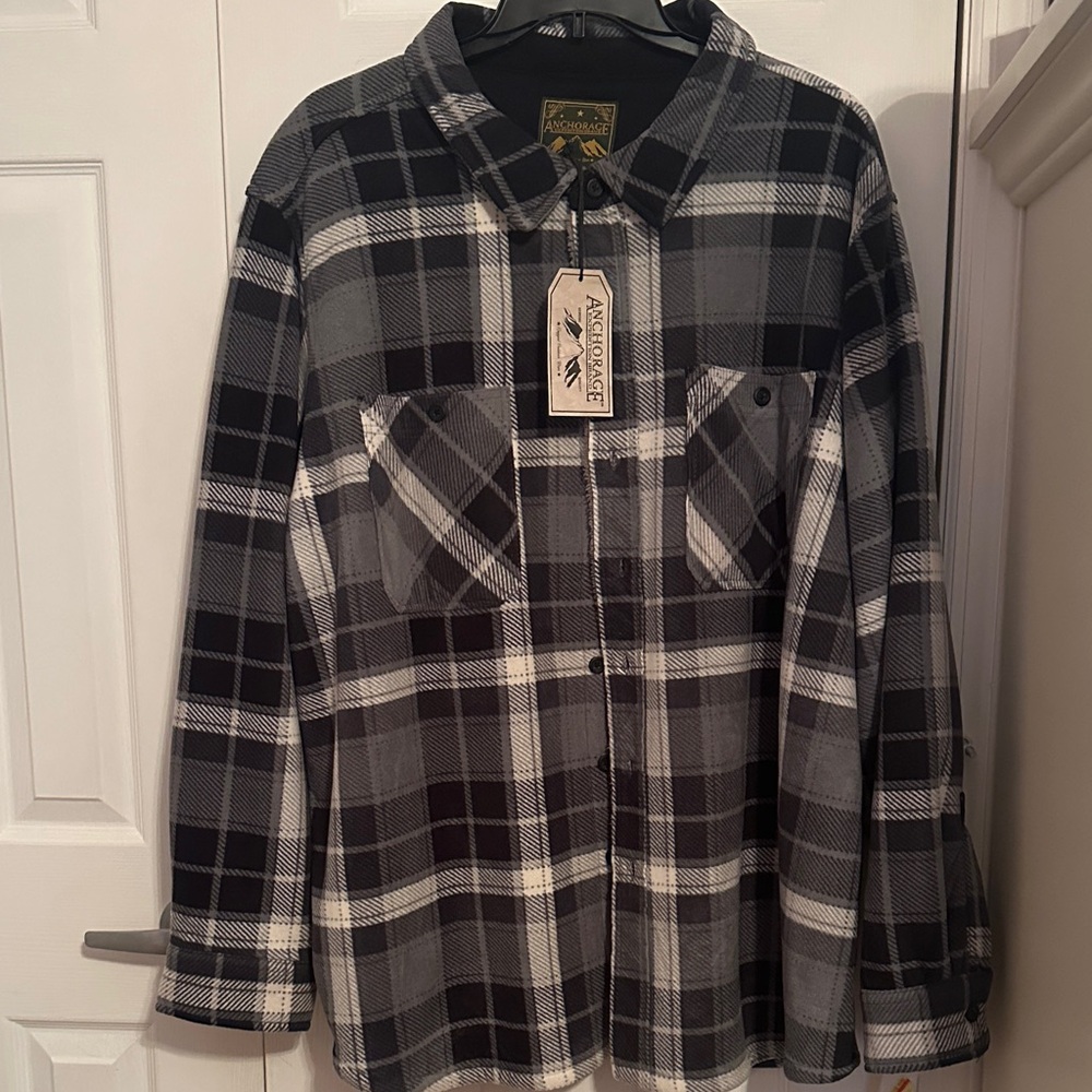 Anchorage Men's Charcoal and White Checkered Shirt Jacket
